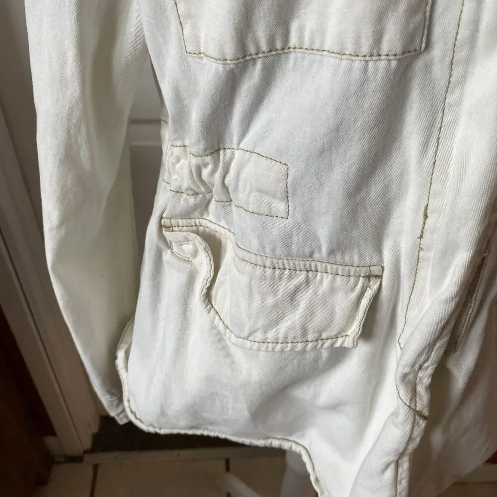 Ashley Vintage Charm Denim Jacket Women’s Size Medium Ivory Full Zip - Picture 6 of 13